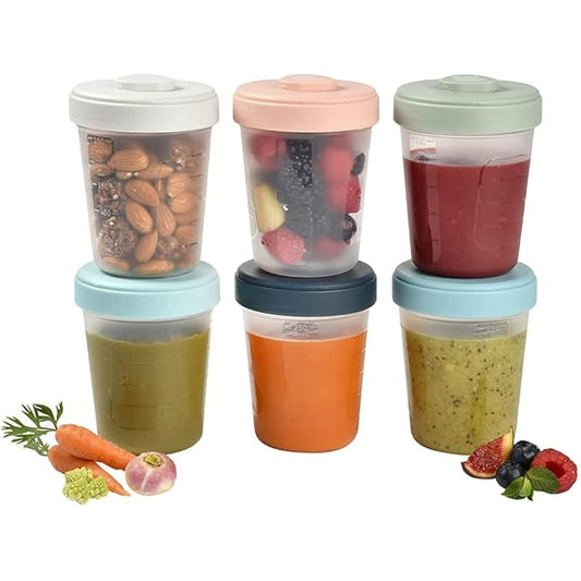 Askshy Béaba, Lot de 6 Portions Conservation Clip, Pots empilables et emboîtables, 100 Pour Cent hermétique, Graduation, Zone marquage, Congélation, Conservation Lait Maternel (6 x 250 ml)