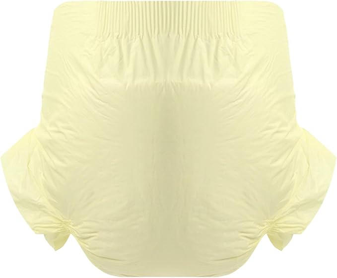 CutiePlusU Disposable Adult Diaper Heavy Absorption Dry Surface All Night- Yellow 10 Pieces (Large 37"-47")