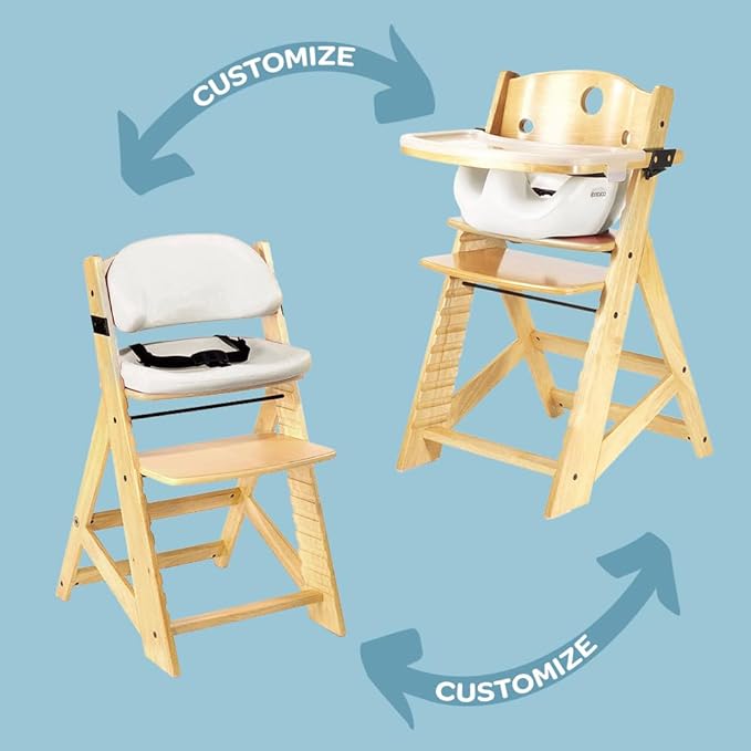 Keekaroo Height Right High Chair with Infant Insert & Tray, Natural/Vanilla