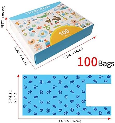 Disposable Diaper Bags with Easy-Tie Tabs, 200 Count Degradable Diaper Trash Bags or Pet Waste Bags, With Cute Pattern Unscented Biodegradable Diaper Sacks