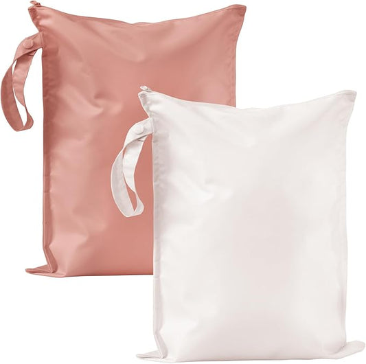 RelaxScene Wet Dry Bags Water Resistant - 2 Pack Reusable Waterproof Wet Dry Bag for Swimsuits & Baby Clothes - Leakproof Storage Pouch Bag for Travel & Baby Diaper - Travel Laundry Daycare Bags