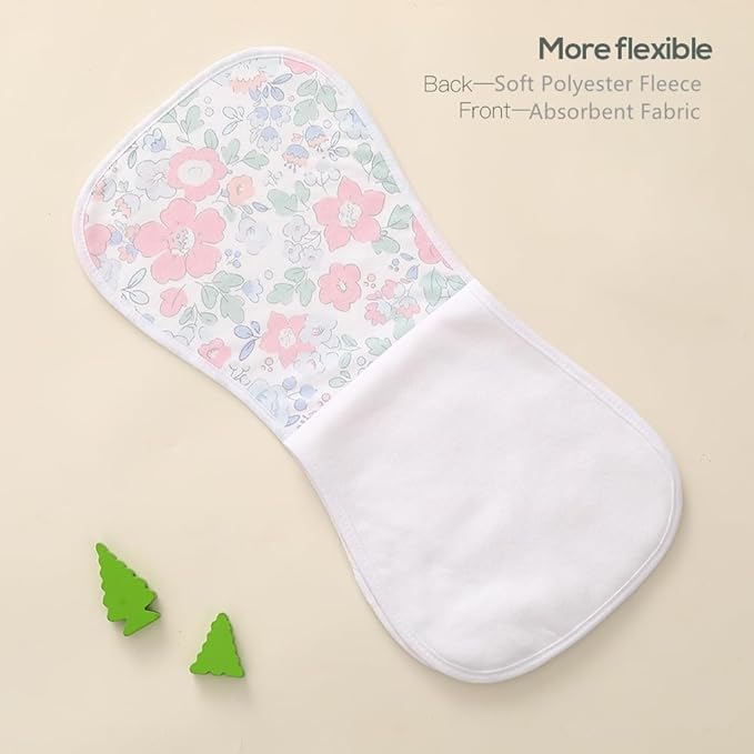 sleepyturtle 5 Pack Waterproof Baby Burp Cloths Extra Absorbent and Soft
