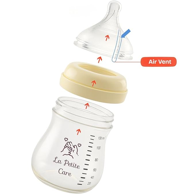 Glass Baby Bottles Anti Colic Set 2 Pack 3oz and 6oz BPA Free Heat Resistant Borosilicate Glass with 3 Silicone Nipples Wide Neck Gift Box Baby Shower Easy to Sterilize for Newborn 0-9 Months