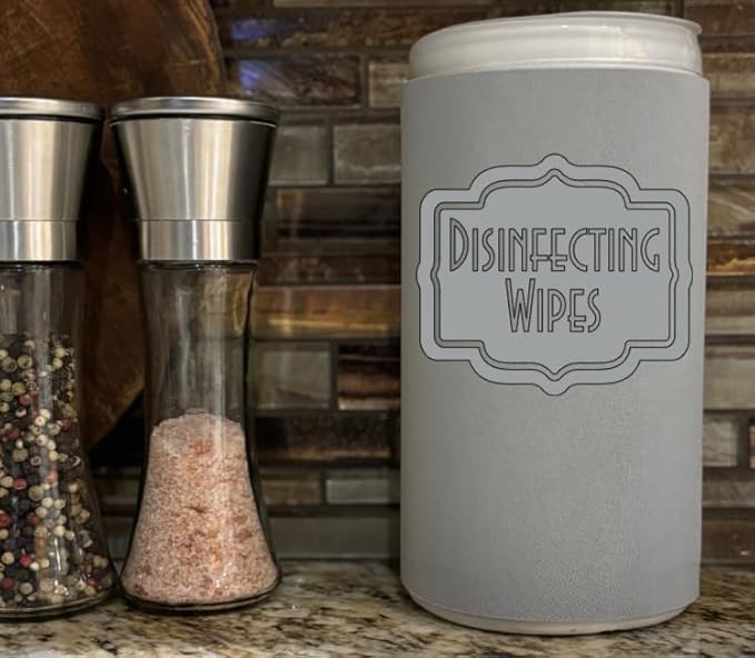 Disinfecting Wipes Cover with Silver Label Modern (Small, Gray)