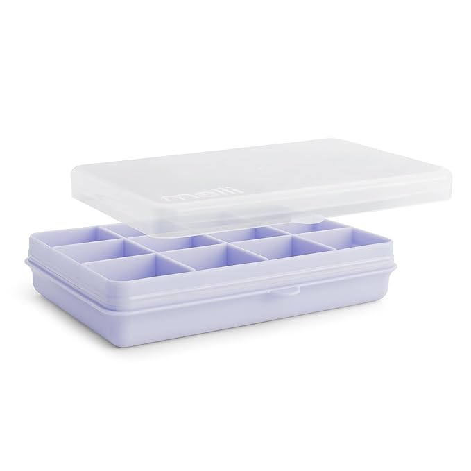 melii Snackle Box – 12-Compartment Divided Snack Container, BPA-Free Food Storage, Removable Dividers, Perfect for Kids Snacks, Arts & Crafts, Beads, and Kitchen Organization (Purple)