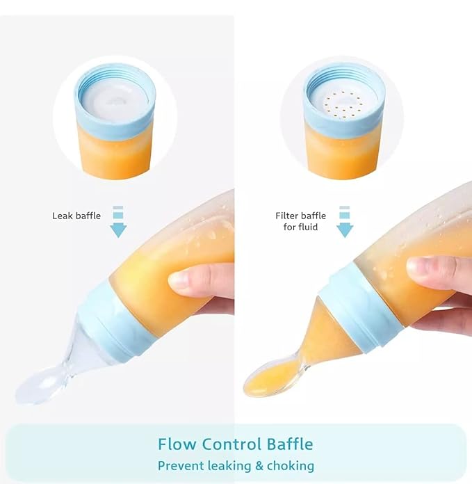Baby Food Feeder, Silicone Squeeze Spoon Feeder for Infant Food Dispensing and Feeding, 90ml