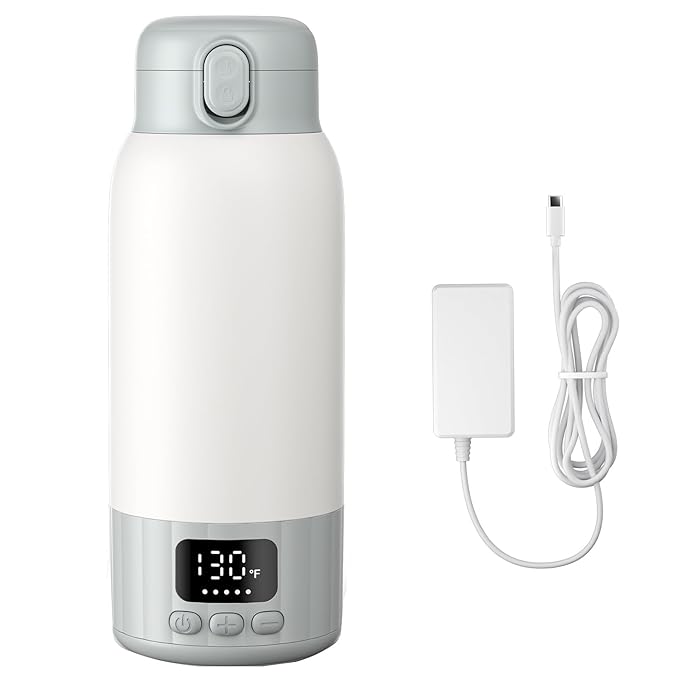 17oz Portable Bottle Warmer for Travel, Milk Warmer, Portable Water Warmer for Breastmilk & Formula, Bottle Warmer On The Go, Fast and Even Heating, Leakproof, with Adapter