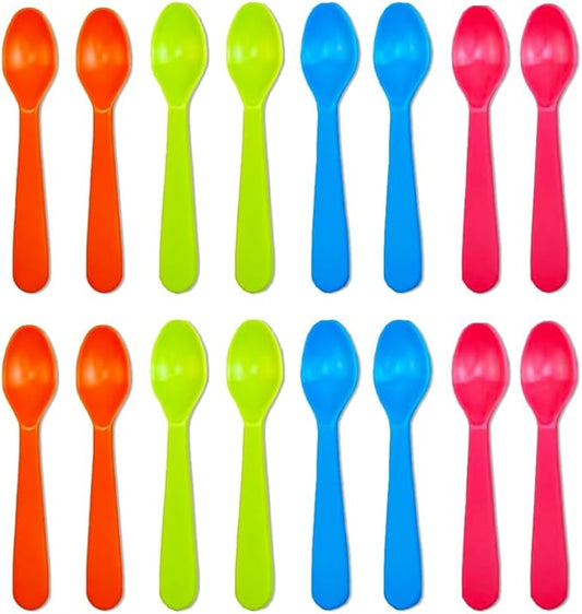 Jawbush 16 Pcs Kids Plastic Spoons, Reusable Toddler Utensils Kids Silverware Set with Bright Colors, Ideal for Travel School Lunch Box or Camping, BPA Free Kids Utensils Also for Adults