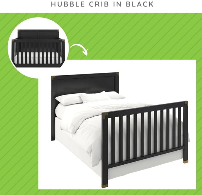 Full-Size Conversion Kit Bed Rails for Viv + Rae Convertible Cribs - Solid Wood Rail - Toddler and Adult Bed Rail for Full-Size Beds - Essential Nursery & Baby Furniture (Black, Option 1)