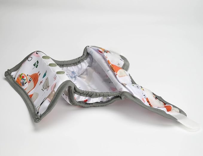 Newborn Baby Cloth Diaper Cover Nappy Hook and Loop (Flowers Deers)