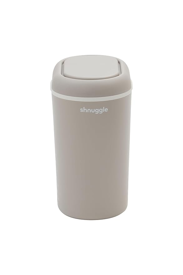 SHNUGGLE Eco-Touch Baby Nappy Diaper Bin - Odor Lock Airlock, No Costly Refills, 10L Capacity, Recyclable, Use Any Bag - Taupe Nursery Diaper Pail