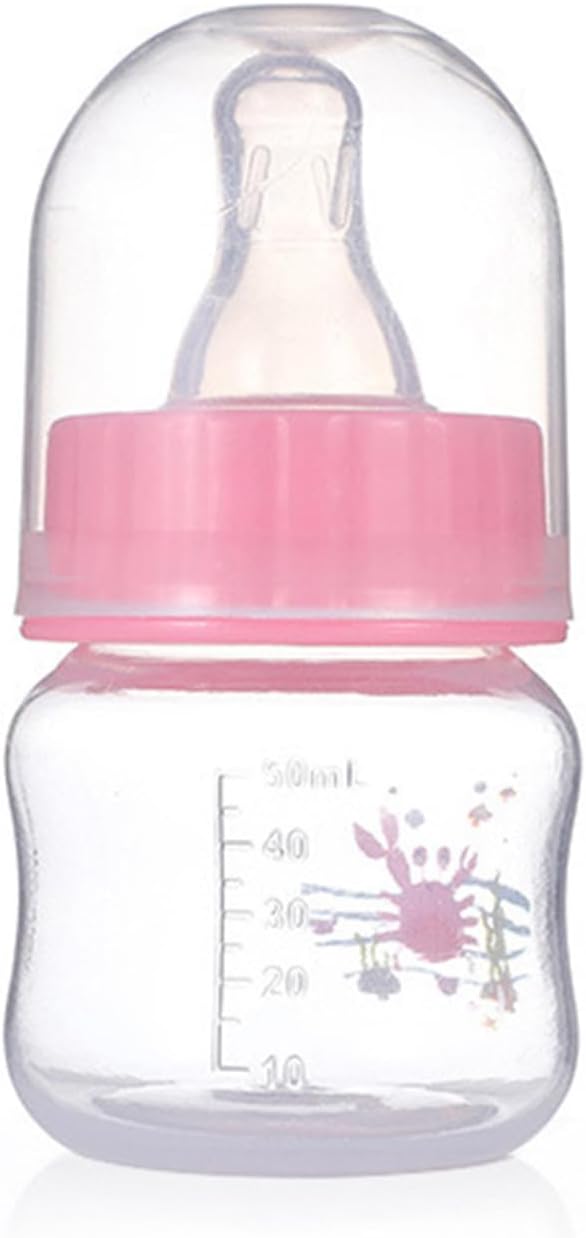 Baby Bottle Portable Baby Nursing Bottle 1.7oz Wide Neck Natural Flowing Easy to Milk Bottle for Infant Pet Dog,PP.Silica Gel