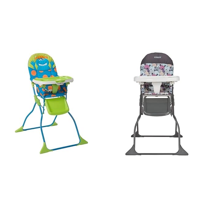 Cosco Simple Fold Deluxe High Chair with 3-Position Tray & Simple Fold High Chair, Elephant Puzzle