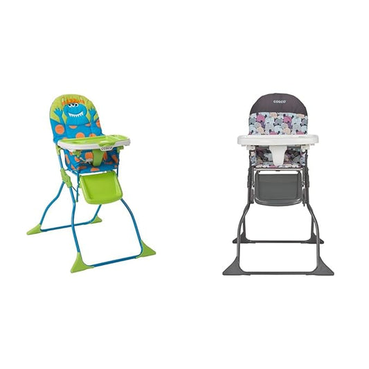 Cosco Simple Fold Deluxe High Chair with 3-Position Tray & Simple Fold High Chair, Elephant Puzzle