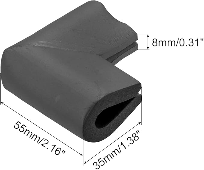 uxcell Corner Guards Edge Protectors, 8Pack U Foam Safety Bumper W Self-Adhesive Tape Furniture Corner Table Edge Guard, 2.16"x1.38"x0.31", Black