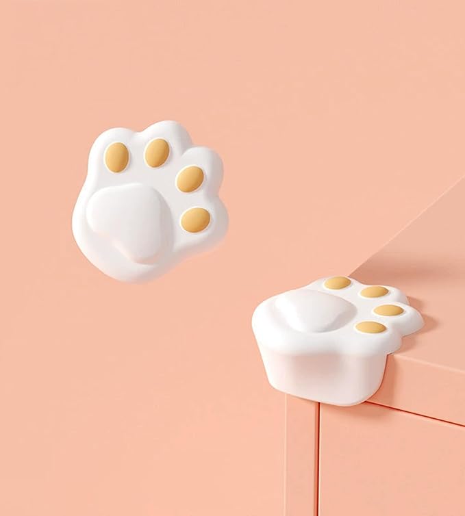 8Pcs Cat Paw Corner Protector Baby - Desk Soft Corner Protectors Guards for Kids Safety - Cute Baby Table Corner Protector Cartoon for Various Furniture Styles (White-B)