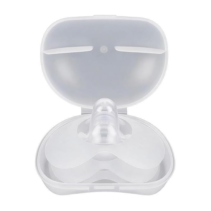 Breastfeeding Nipple Shields for Nursing Newborn Baby Nippleshield Breast Feeding 2 Count with Sterilizing Storage Case Clear (Size 13-16MM)