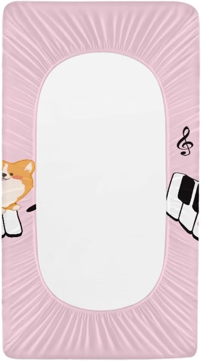 Dog Piano Baby Changing Pad Cover Soft Stretchy Changing Table Cover for Boys Girls Stain Resistant Breathable Nursery Pad Change Cover Easy Installation