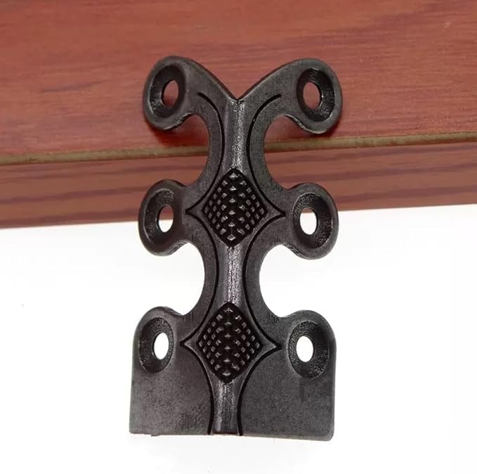 Skirting Board Corner Protectors Solid Brass Baseboard Corner Protectors, Vintage Metal Corner Protector Table Corner Perimeter Cover Safety Bracket with Screws (Black*5Pcs)