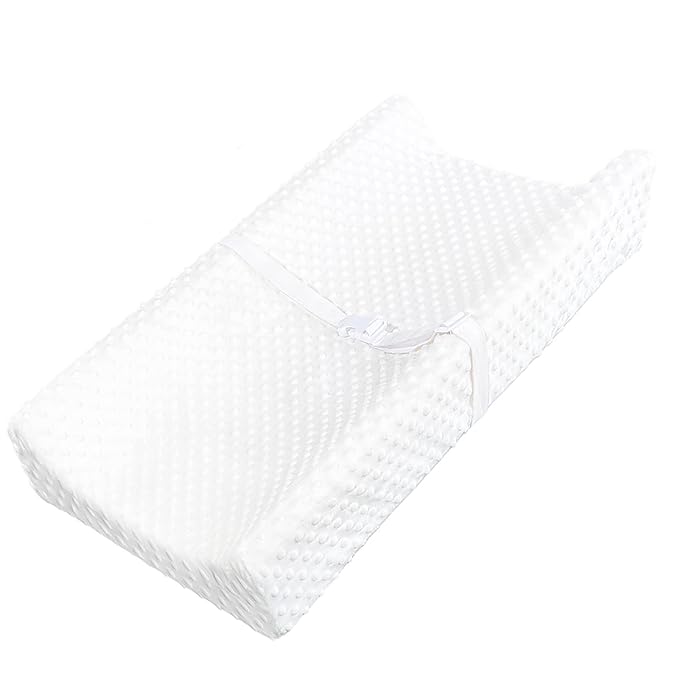 YENING Mini Baby Diaper Changing Pad for Dresser Top with Cover 27" x 16", Waterproof Lining Small Foam Contoured Changing Table Pads Topper White