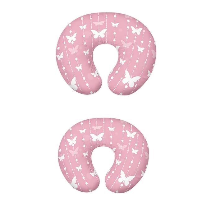 Pink Butterfly Dot Easter Nursing Pillow Cover for Baby Boy Girl Slipcover for Breastfeeding Pillows, Soft and Stretchy Safely Breastfeeding Pillow Cover Breathable and Washable