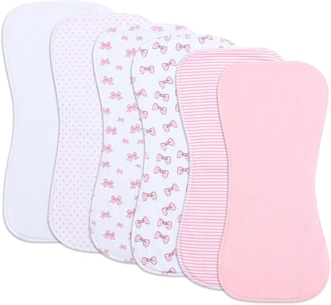6 Pack Cotton Baby Burp Cloths Extra Absorbent Soft for Baby Boys and Girls