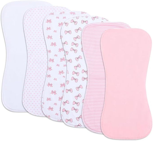 6 Pack Cotton Baby Burp Cloths Extra Absorbent Soft for Baby Boys and Girls