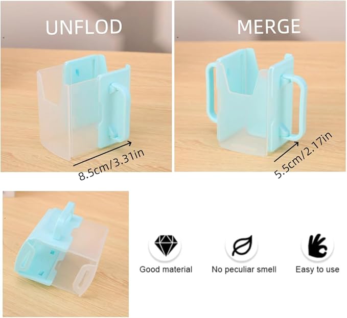 Children's Juice Box Holder,LIUHUIZEYU Telescopic Cupholder Juice Bag Holder for Toddlers No Squeeze Adjustable Folding Food Pouch and Milk Box Holder for Kids No Spill (Blue), Unisex