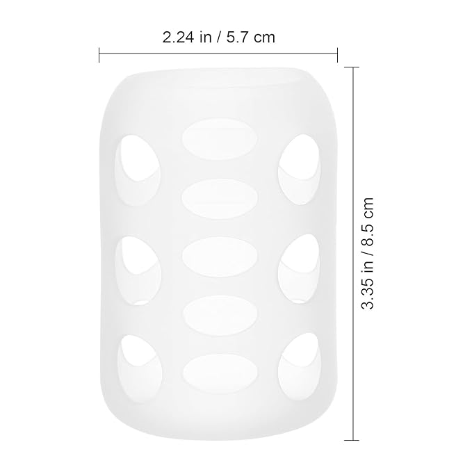 Luxshiny 4Pcs Silicone Baby Bottle Sleeves: Anti-Slip Glass Feeding Bottle Protector with Scale Visibility, Shock-Absorbing Cup Covers for Wide-Caliber Cups, White