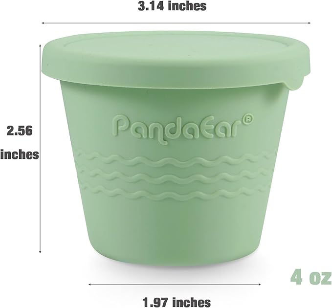 PandaEar 12 Pack Silicone Baby Food Storage Containers & 2 Pack Baby Food Freezer Tray