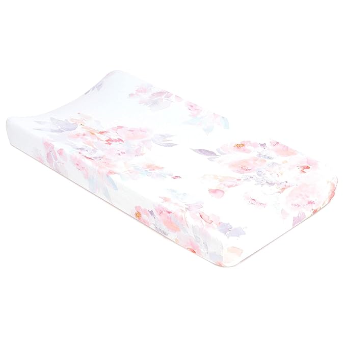 Oilo Changing Pad Cover, Breathable Organic Cotton Fitted Jersey, 300 Thread Count, Machine Washable, Fits Standard Changing Pads (32" x 16"), Girl, Boy, & Neutral Nursery Design, Prim