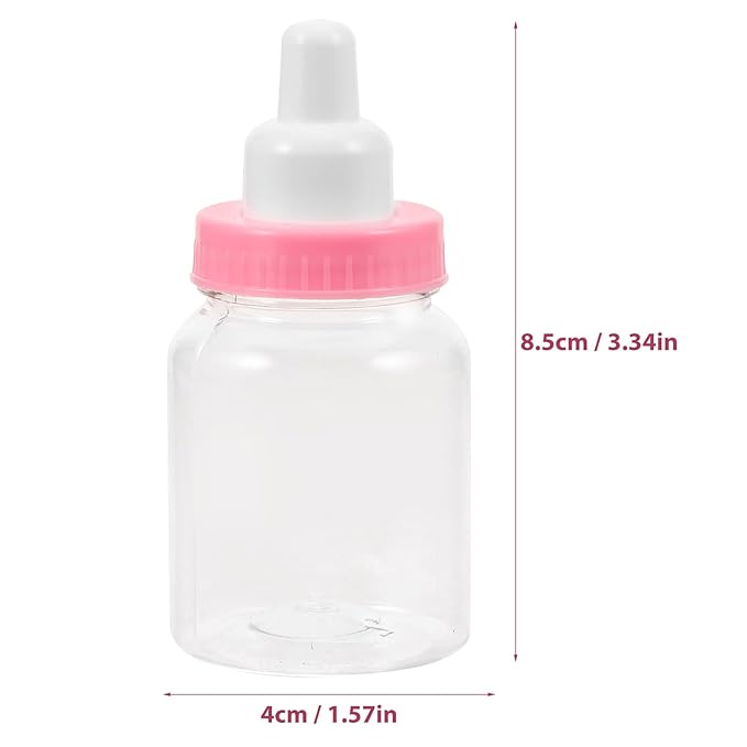 FOMIYES 12Pcs Pink Small Baby Bottle Candy Boxes for Baby Shower Favors, Table Decor, and Party Games - Feeder Style Design, 3.34X1.57X1.57 Inches