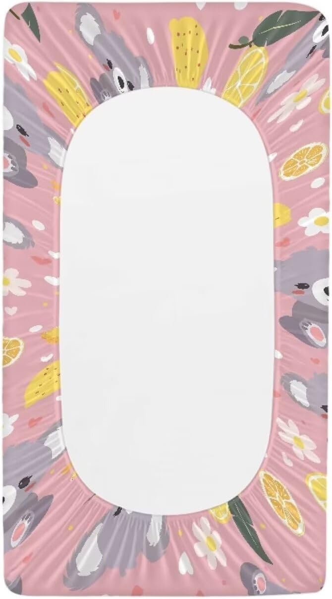 Koala Lemonade Changing Table Covers Durable Baby Diaper Change Sheet Ultra Soft Contoured Pad for Baby Boys Girls Nursing Room Decor