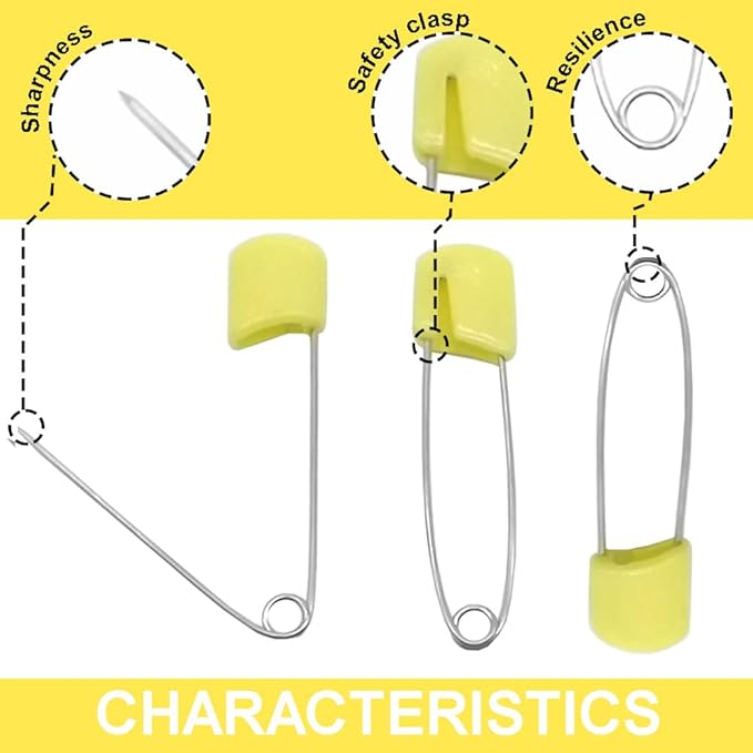 50Pcs 2.2" Plastic Head Nappy Safety Pins