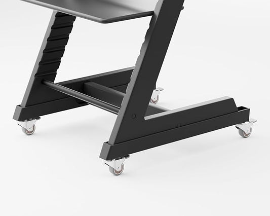 Wheels Compatible with Stokke Tripp Trapp High Chair, 360°Flexible Swivel,Silent casters, Easy Installation Without Drilling, Prevents Damage to the high Chair (Black, Handbrake Wheel)