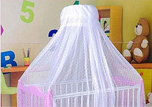 Baby Infant Toddler Bed Dome Cots Mosquito Netting Hanging Bed Net Mosquito Bar Frame Palace-Style Crib Bedding Set (White Mosquito Netting Only, Without Stand)