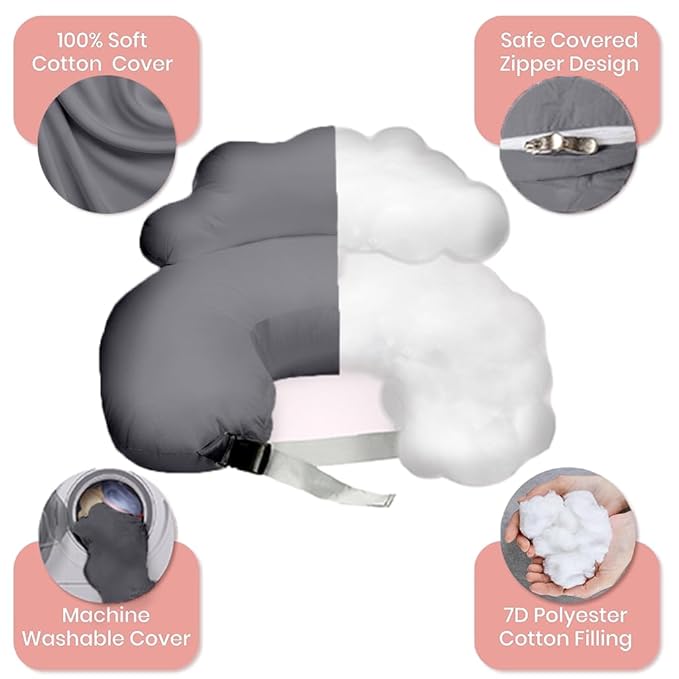 PILLANI Nursing Pillow, Breastfeeding Pillows for Enhanced Safety & Comfort for Mom & Baby, Removable Cotton Cover, Adjustable Waist Strap, Breastfeeding Essentials, Baby Registry Search