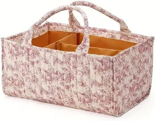 Diaper Caddy Organizer,Cute Floral Nursery Storage Basket,Soft Portable Changing Table Car Caddy Organizer Gift (Floral E)