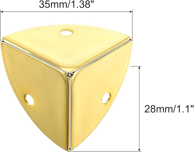 uxcell 12 Pcs Metal Corner Protectors, 28mm Box Edge Guard Protector, with Mounting Screws for Furniture Cabinet Speaker Protection Home Decorative, Gold