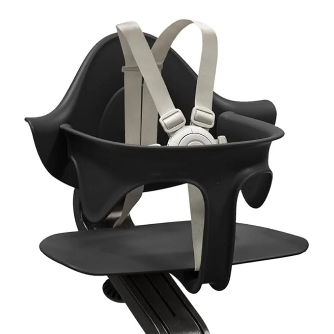Stokke Nomi High Chair, Black - Inspires Active Sitting - Tool-Free, Seamless Adjustability - Includes Baby Set with Removable Harness for Children 6-24 Months