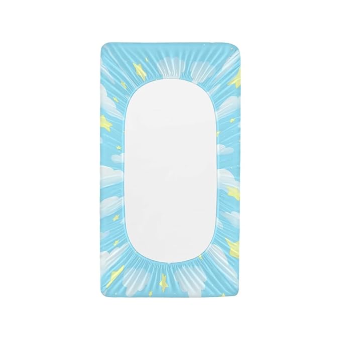 Stars Clouds Changing Pad Cover for Baby Boys Girls Soft Breathable Diaper Changing Table Pad Cover Cute Blue Diaper Station Protector, One Size
