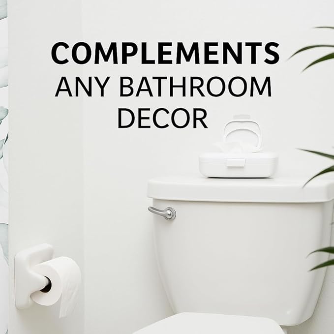 Loo 2-Pack Discreet Flushable Wipes Dispenser – Fits Standard Size Flushable Wipes Only – No-Drill Suction Mount Bathroom Holders with Lid for Toilet Tank, Tile, or Mirror