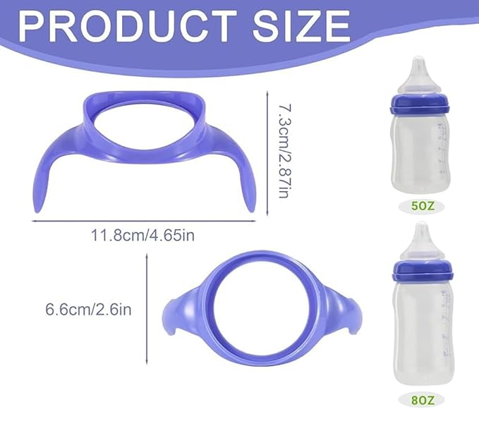 Baby Bottle Handles Compatible with Lansinoh Baby Bottles, Compatible Ergonomic Lansinoh Bottle Holder for Newborn, 4 Pack, Purple