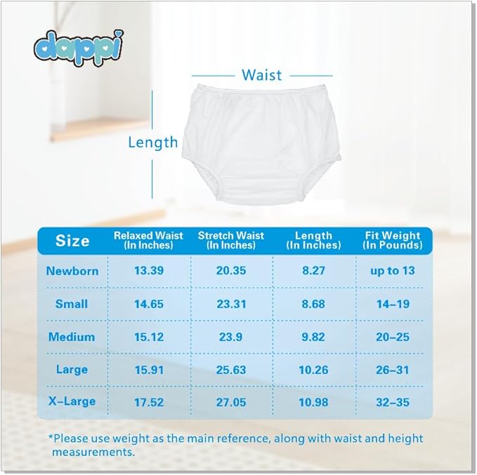 Reusable Waterproof 100% Nylon Taffeta Diaper Pants for Potty Training & Swimming, Leak-Proof & Rip-Proof, Medium (Fits 20 - 25 lbs), 2 Counts