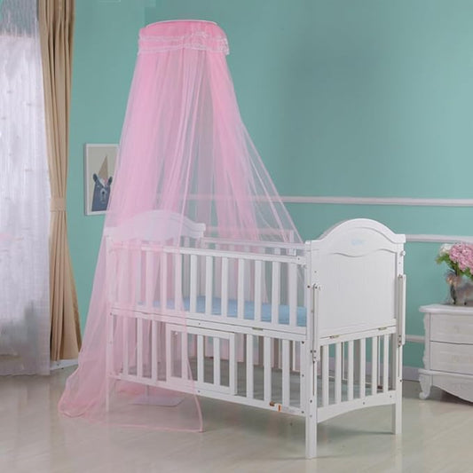 Crib Mosquito Net Baby Bed Dome Cots Mosquito Netting Toddler Bed Crib Dome Canopy Netting Hanging Bed Cover Net Mosquito Bar Frame Palace-Style Crib Bedding Set (Stand Not Included)