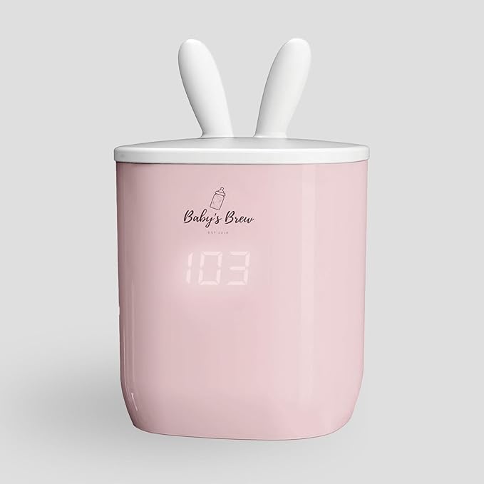 Baby's Brew Portable Bottle Warmer – Cordless Baby Bottle Warmer for Breastmilk & Formula, Rechargeable Travel Milk Warmer, Leak-Proof, Compact, Pink, Adapter Not Included