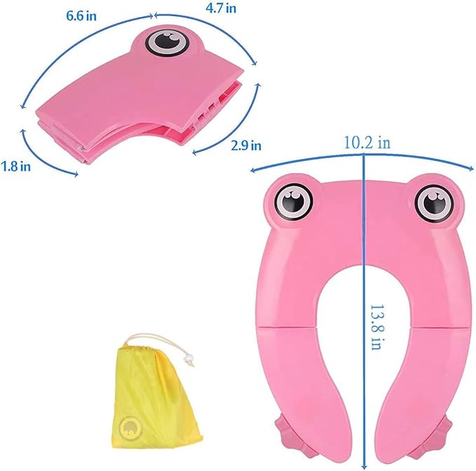 Reusable Portable Kids Potty Training Toilet Seat with Soft Cushion - Toddler Toilet Chair Attachment for Travel, Adjustable Potty Seat - Perfect for Toddlers (Pink)