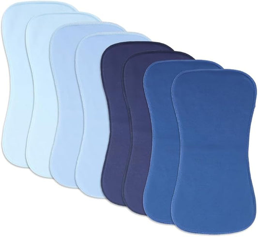 8 Pack Baby Burp Cloths, Unisex for Boys and Girls, Super Absorbent and Soft Towel,Solid Color (Blue)