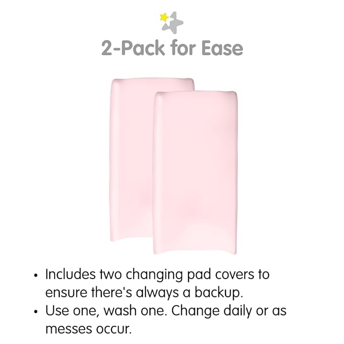 BreathableBaby Waterproof Cover, for 32" x 16"/81 x 41 cm Changing Pad, Light Pink (2-Pack)