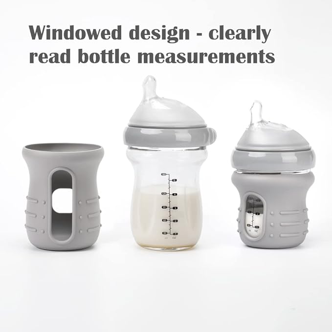 haakaa Natural Glass Baby Bottle Wide Neck Anti&Glass Baby Bottle Sleeve-Easy to Clean & Latch for 6M+ Breastfed Babies, Newborn Registry Essentials,BPA-Free